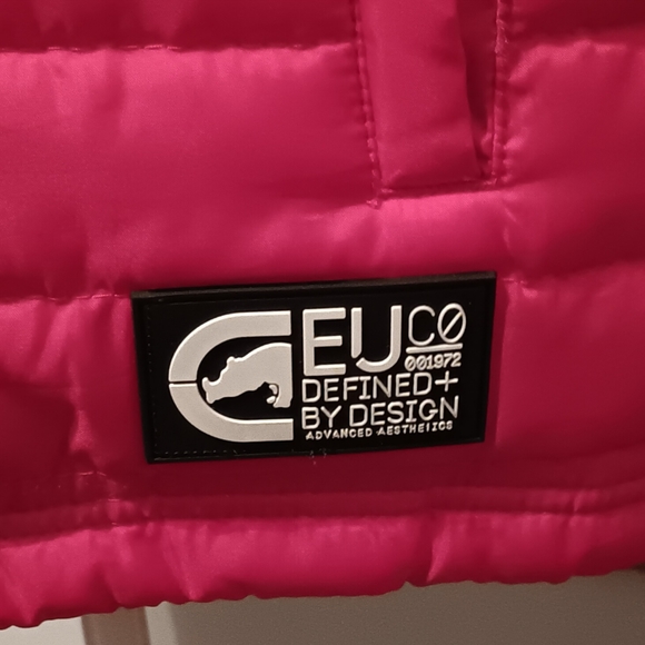 ECKO UNLTD Puffer Vest Mens Size XL Red/Black Hooded Full Zip Spell Out - Picture 6 of 16